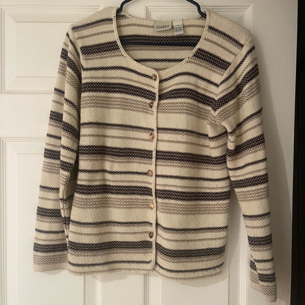 Striped Cream and Brown Sweater